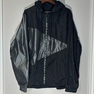 Marc Ecko Cut & Sew Black Gray Windbreaker Mens X-Large Lightweight‎ Jacket NWOT